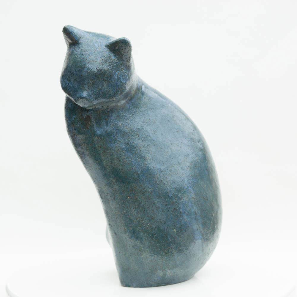 Sitzende Katze - blau matt